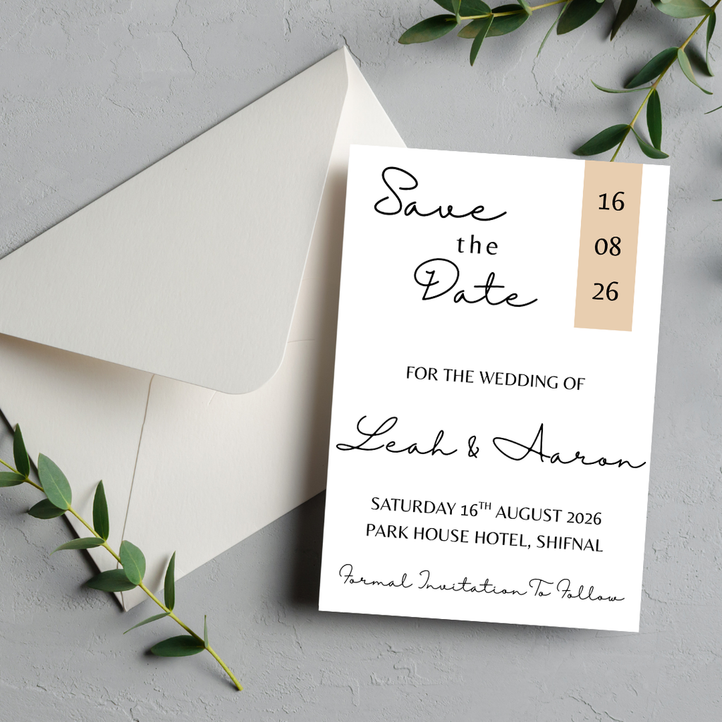 Simple Beige Save The Date Cards | SRP4