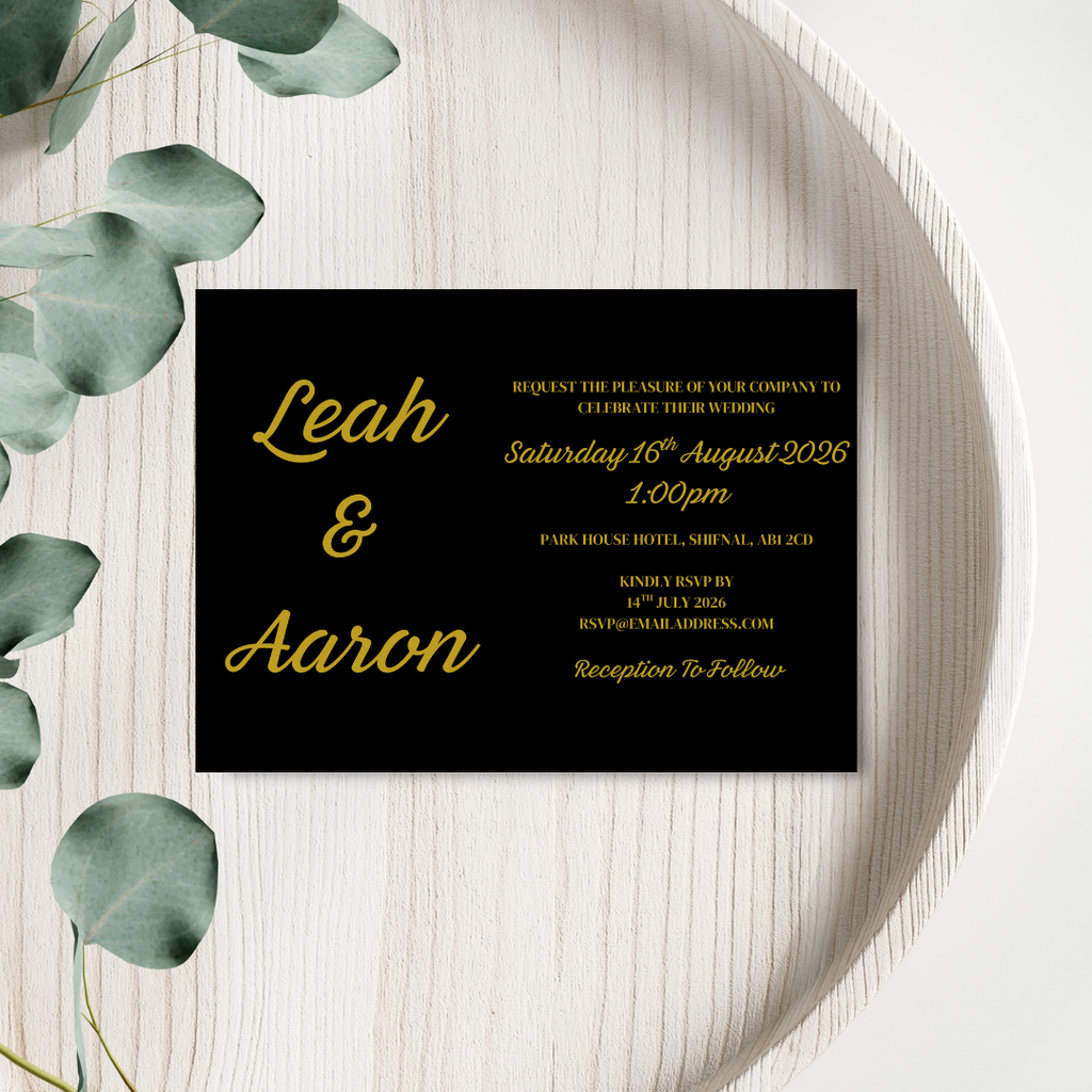 Black & Gold Foil Wedding Invitation | SRP3