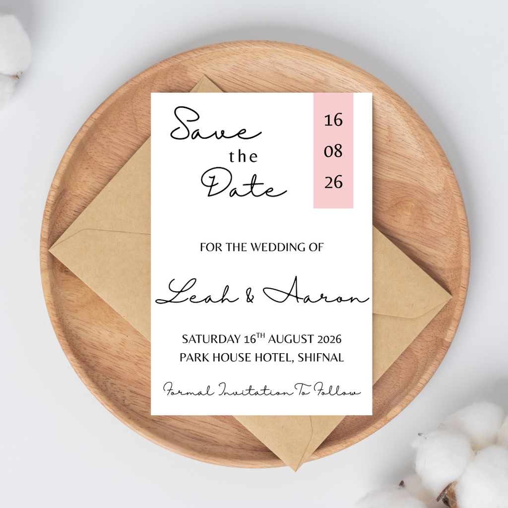 Simple Pink Save The Date Cards | SRP5