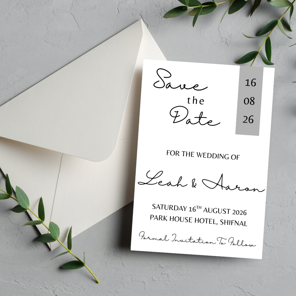 Simple Grey Save The Date Cards | SRP6