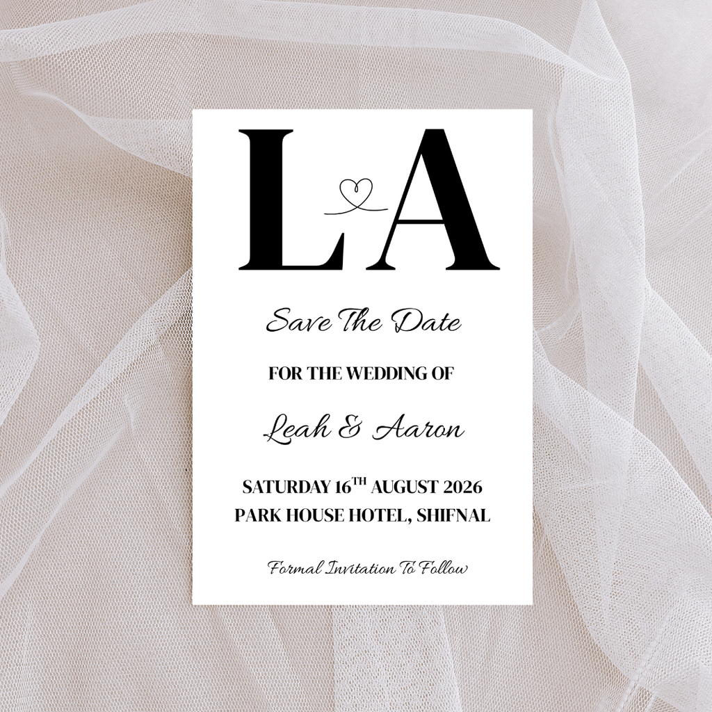 Simple Black Initial Save The Date Cards | SRP7