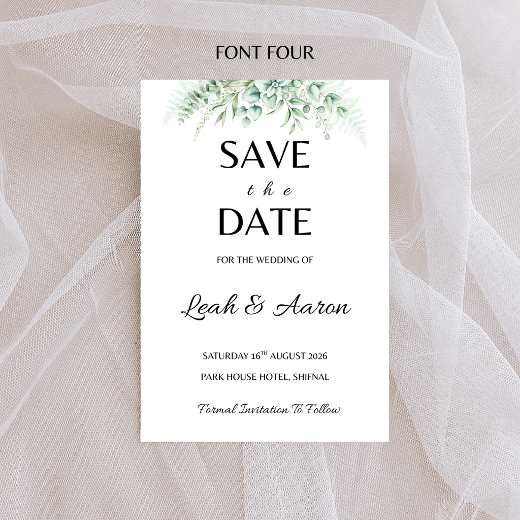 White Floral Save The Date Card | SRP1