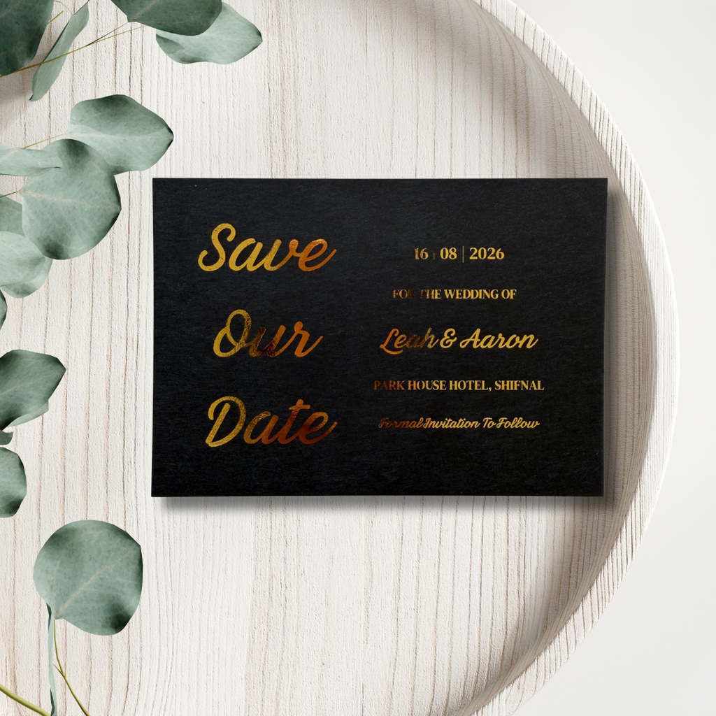 Black & Gold Foil Save The Date Cards | SRP4
