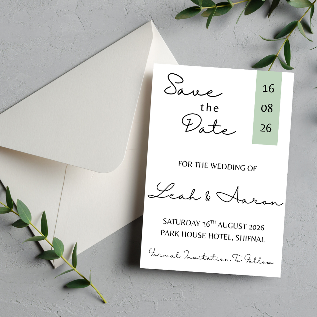 Simple Sage Green Save The Date Cards | SRP3