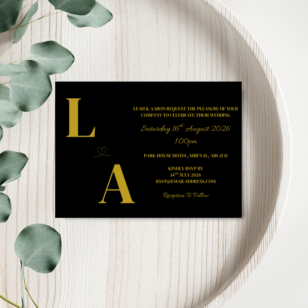 Black & Gold Foil Wedding Invitation | SRP2