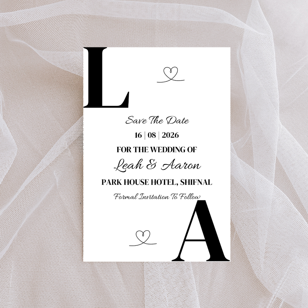 Simple Black Initial Save The Date Cards | SRP8