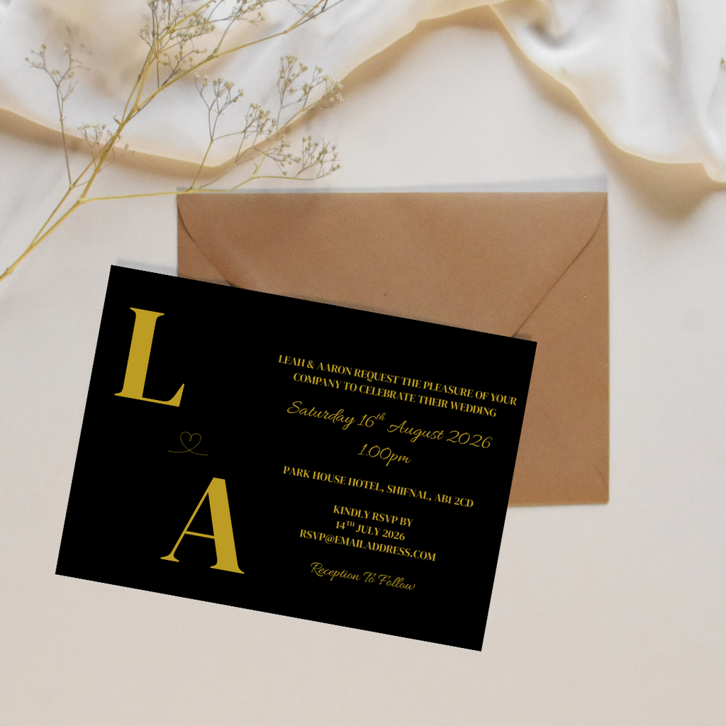 Black & Gold Foil Wedding Invitation | SRP2