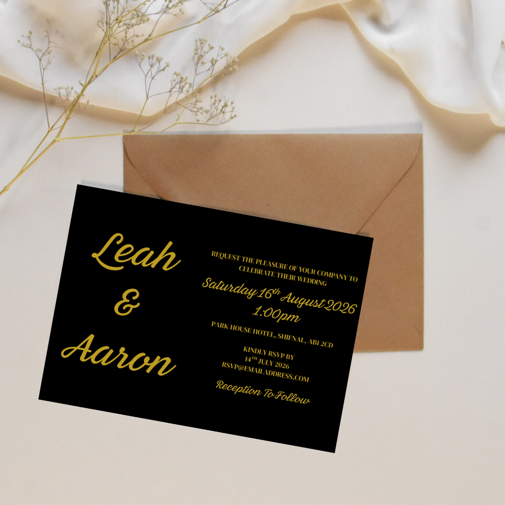 Black & Gold Foil Wedding Invitation | SRP3