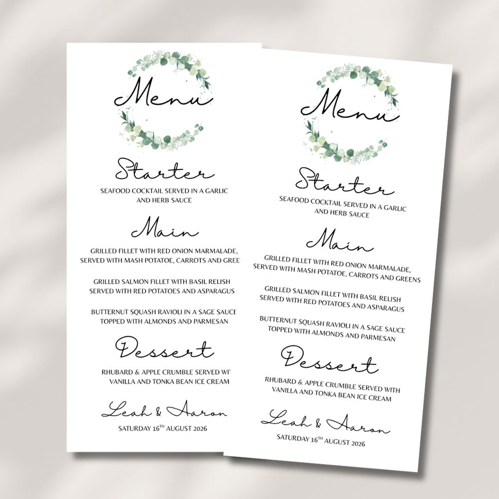 Floral Wedding Menu Cards | SRP