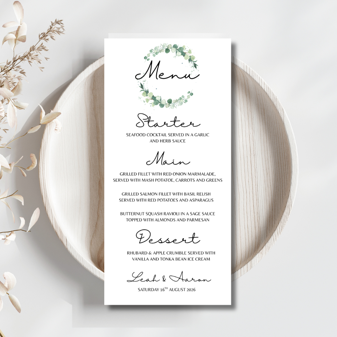 Floral Wedding Menu Cards | SRP