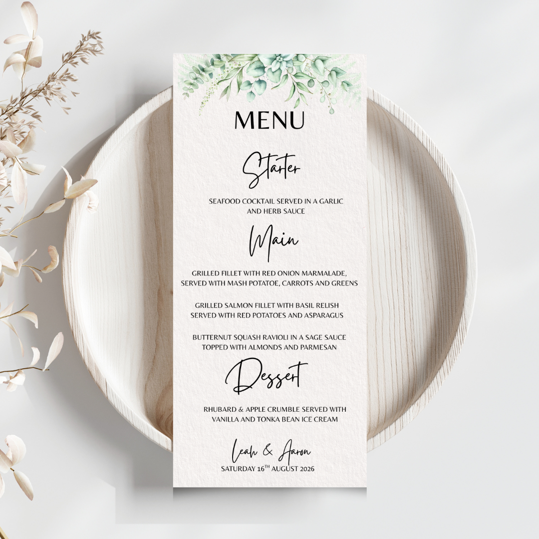 Floral Wedding Menu Cards | SRP1