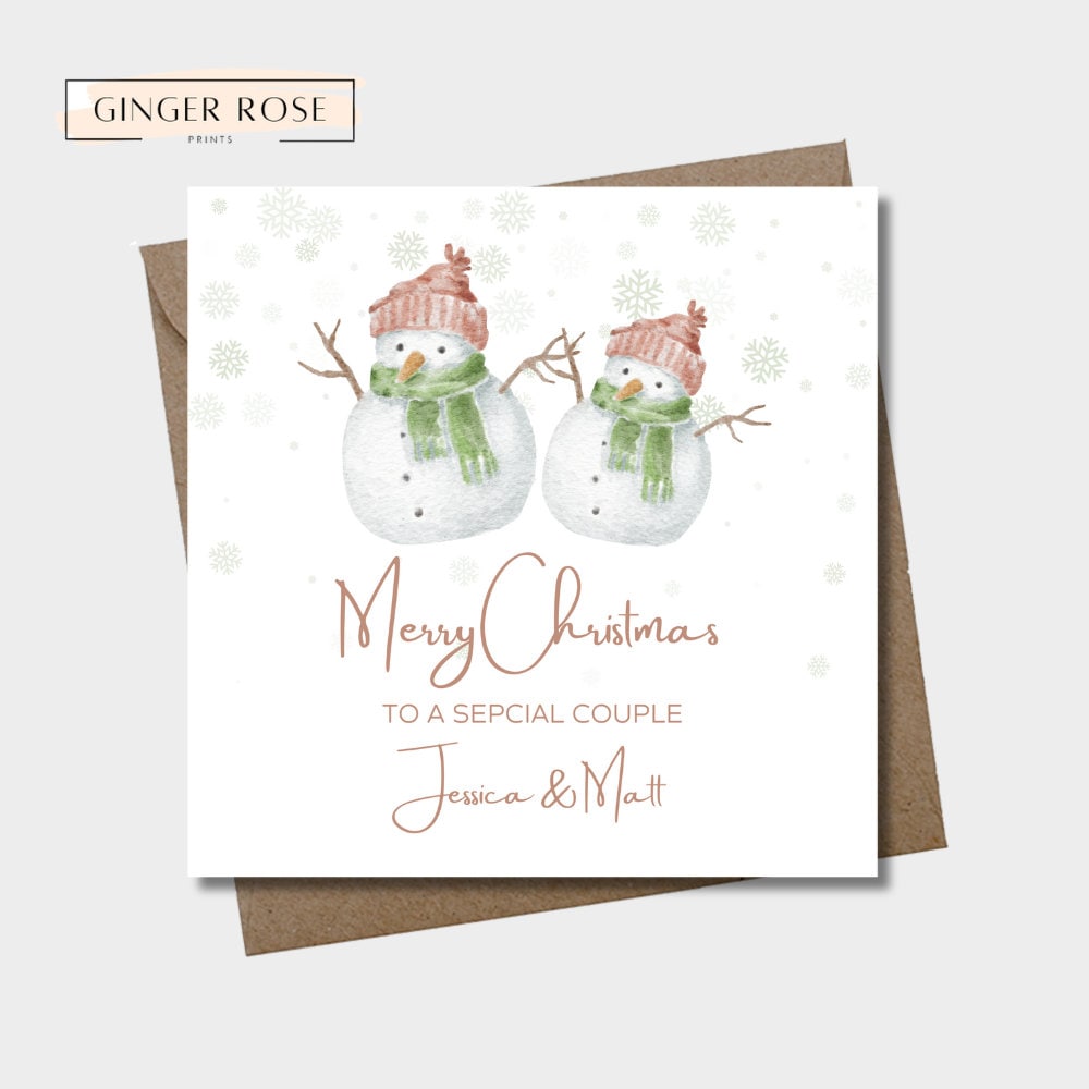 Merry Christmas For A Special Couple Card | Snowman Christmas Card