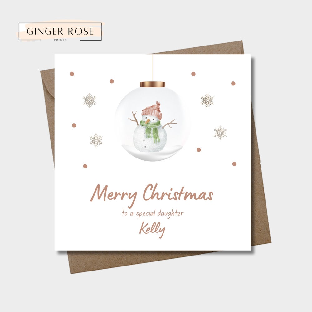 Snowman Snow-globe Card For Daughter, Granddaughter, Goddaughter, Niece, Cousin, Sister