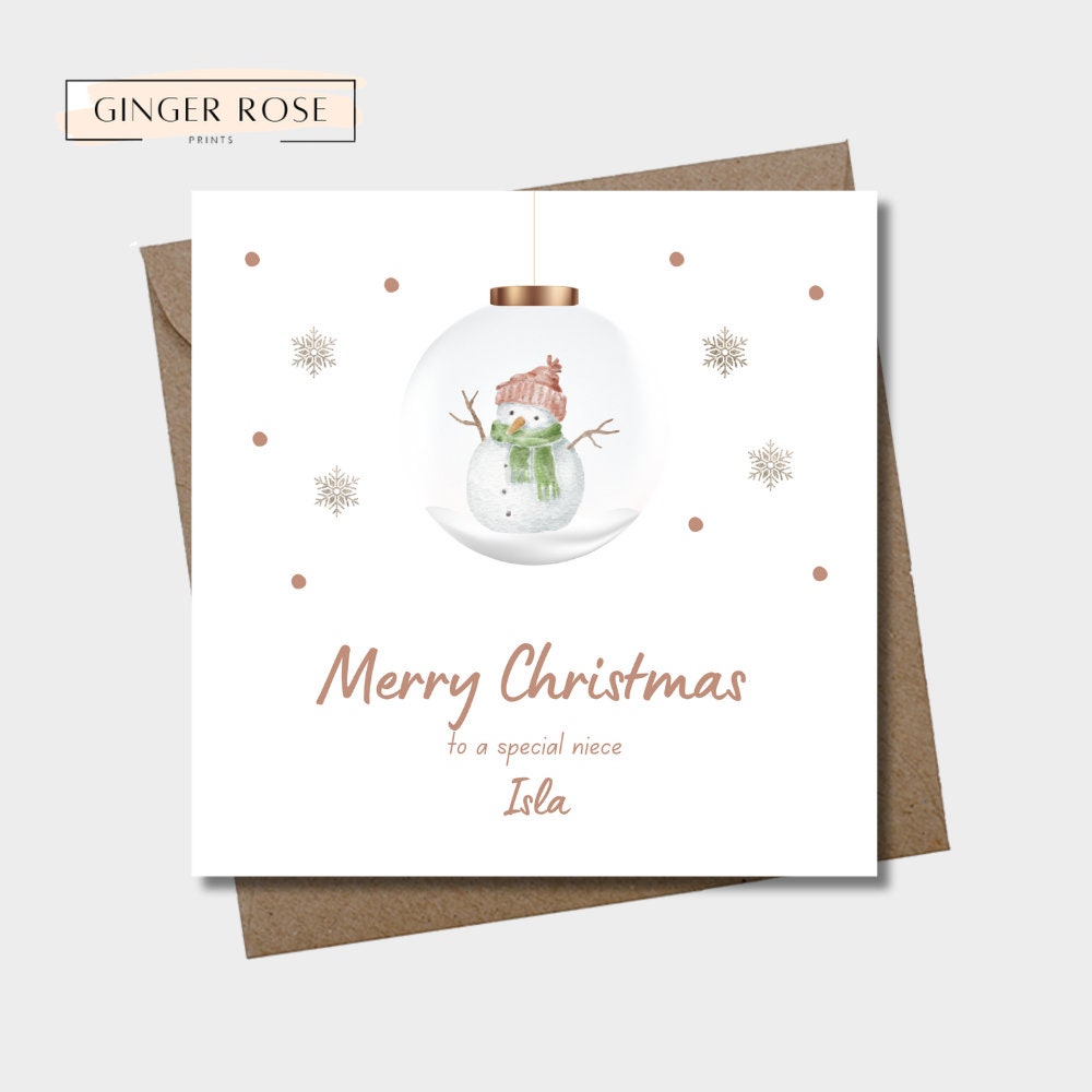 Snowman Snow-globe Card For Daughter, Granddaughter, Goddaughter, Niece, Cousin, Sister