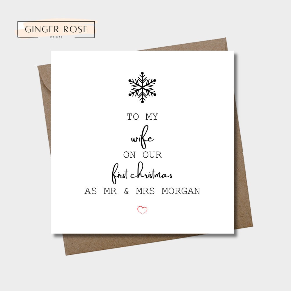 To My Wife On Our First Christmas As Mr & Mrs Card | Snowflake Card