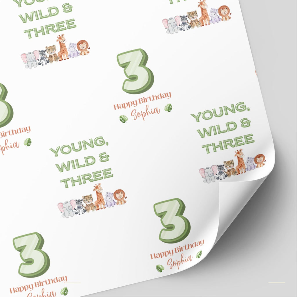 Animal Birthday Wrapping Paper: Wild One, Two Wild, Young, Wild and Three