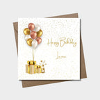 Gold Balloon & Present Birthday Wrapping Paper