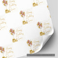 Gold Balloon & Present Birthday Wrapping Paper