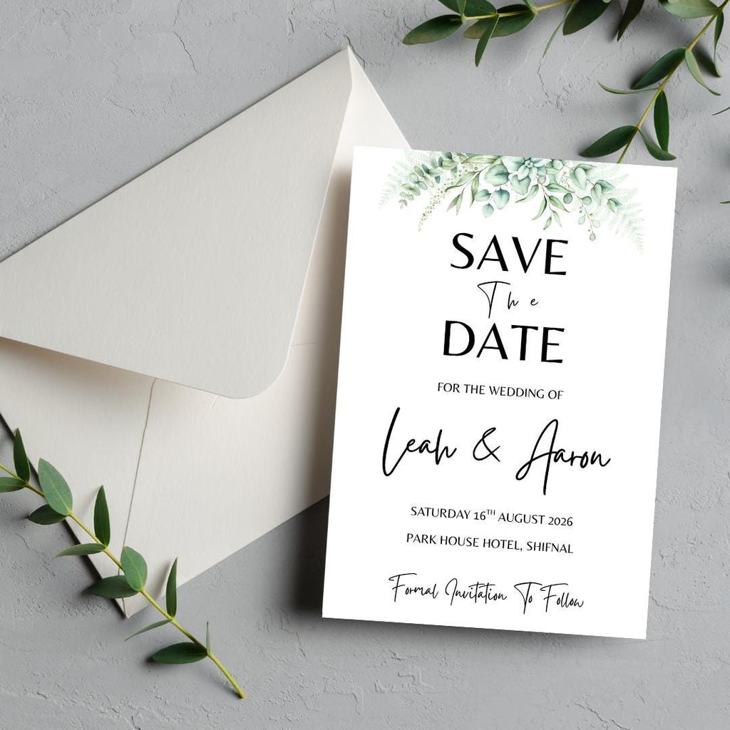 White Floral Save The Date Card | SRP1