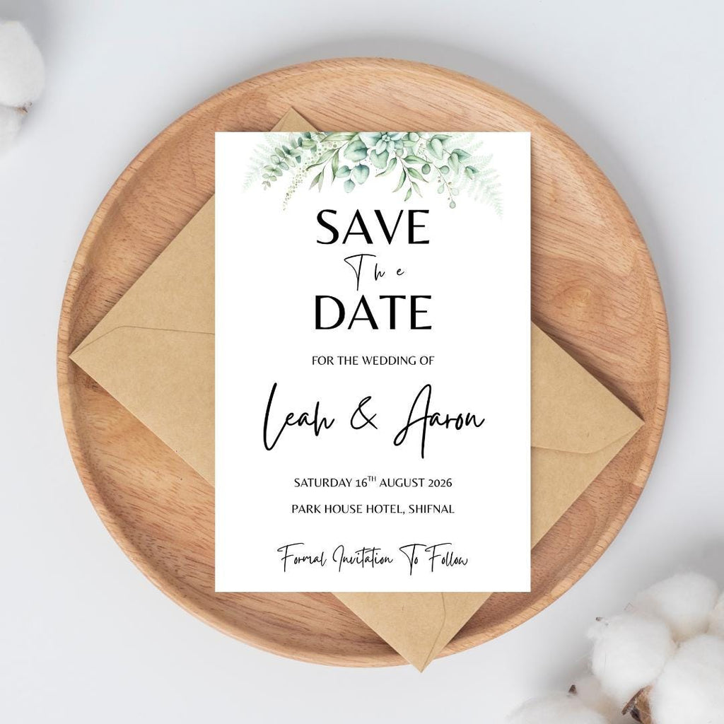 White Floral Save The Date Card | SRP1
