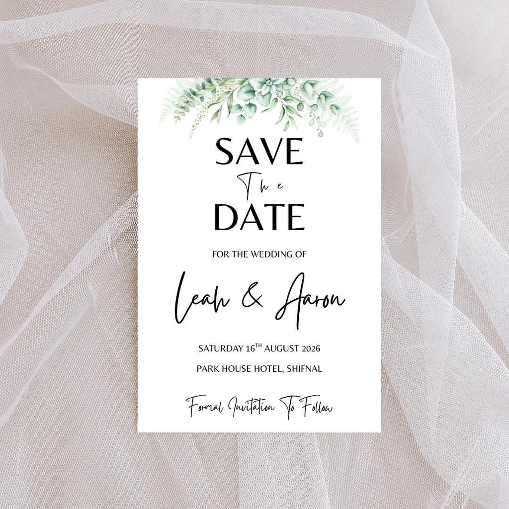 White Floral Save The Date Card | SRP1